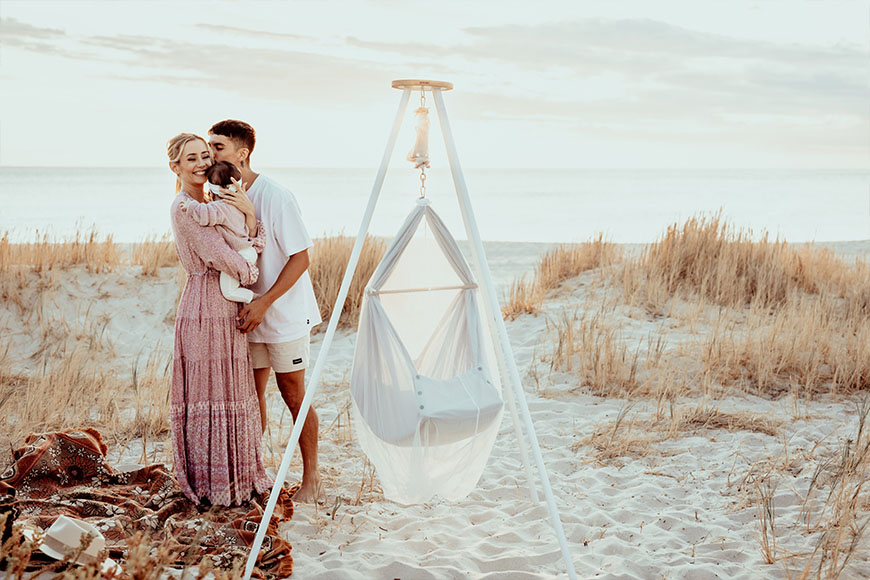 family at the beach